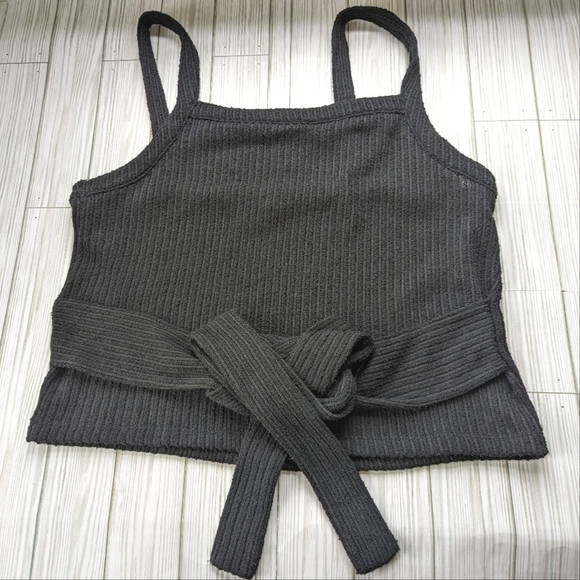 Madewell Texture & Thread Tie Wrap Tank Top in Black Stripe Size Large - Picture 4 of 8